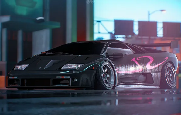 Авто, Игра, Машина, Car, NFS, Art, Lamborgini, Night