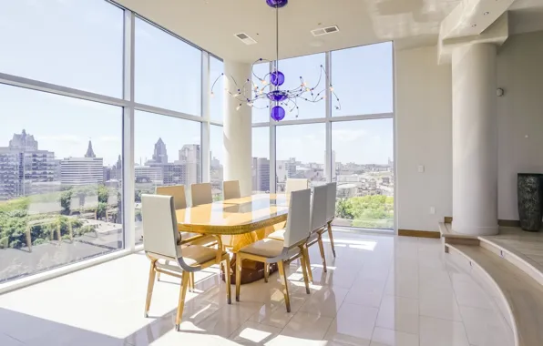 Интерьер, penthouse, downtown, столовая, Milwaukee, loft