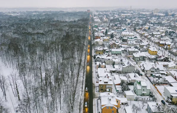 Картинка зима, город, Lietuva, Kaunas