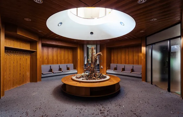 Light, wood, room, abandoned, seats