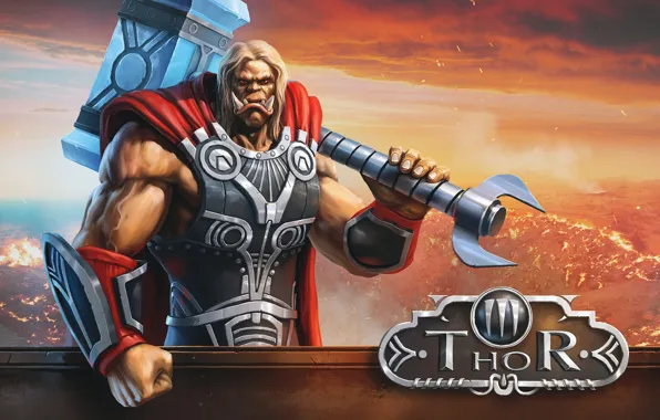 Огонь, молот, воин, Warcraft, thor