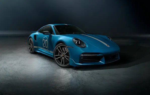 Картинка Porshe, blue, dark background, Porshe 922 Turbo S