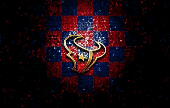 Wallpaper, sport, logo, NFL, glitter, checkered, Houston Texans