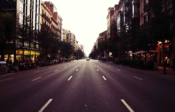 Cars, street, people, Barcelona, Spain, cityscape, traffic light, everyday life