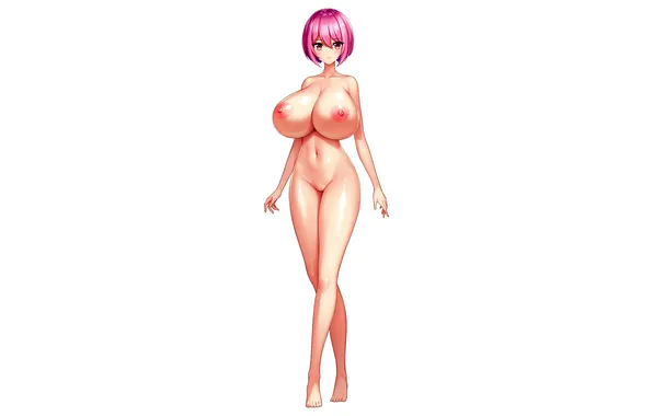 Girl, sexy, pink hair, erect nipples, legs, nipples, boobs, anime