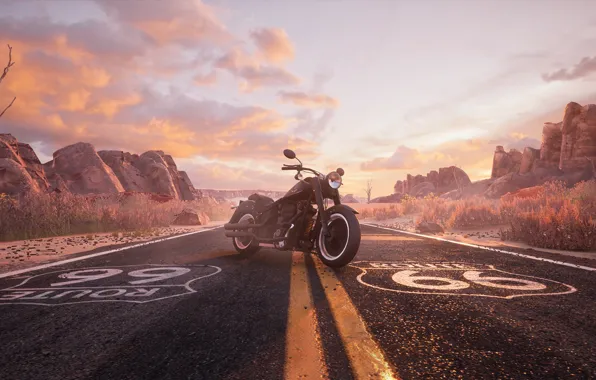 Мотоцикл, David Baylis, Route 66 Harley, Автомобильная дорога