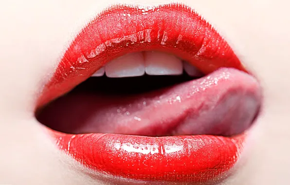 Lips, tongue, makeup, teeth