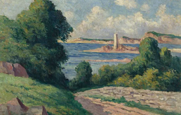 Пейзаж, картина, Максимильен Люс, Maximilien Luce, Лиман в Триё