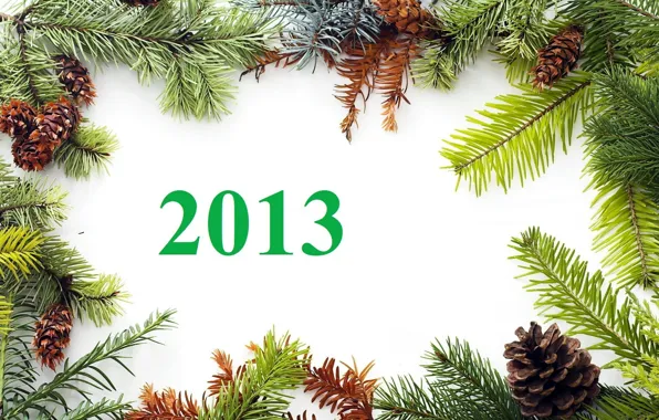 Картинка новый год, Happy New Year, шишки, 2013