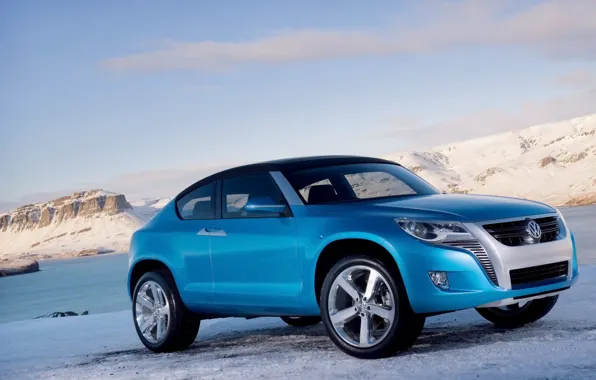 Картинка зима, синий, Volkswagen