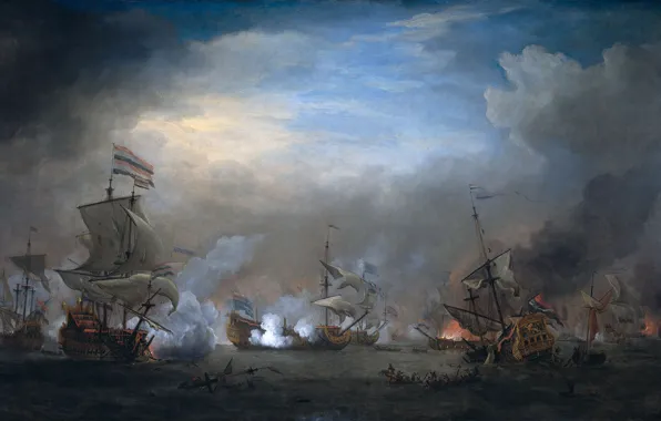 Картинка sea, ships, Battle of Texel, 1673
