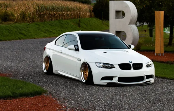 Bmw, бмв, turbo, white, wheels, gold, tuning, power