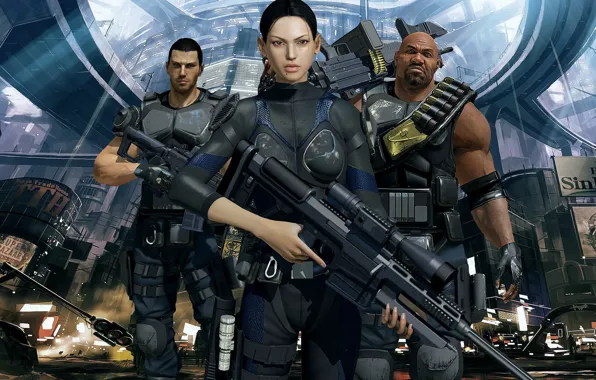 Команда, киберпанк, lee, Binary Domain, SEGA, dan