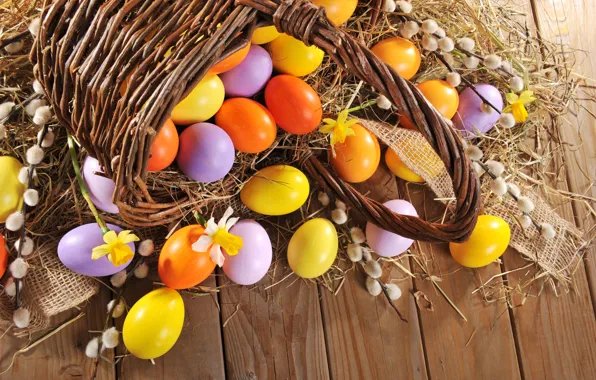 Яйца, весна, Пасха, happy, wood, верба, spring, Easter