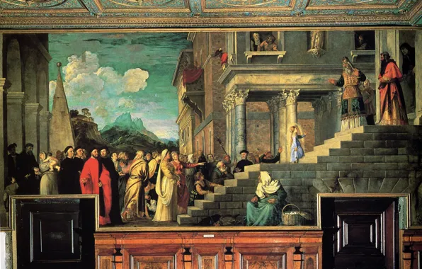 Картинка Titian Vecellio, Введение Девы Марии во храм, между 1534 и 1538