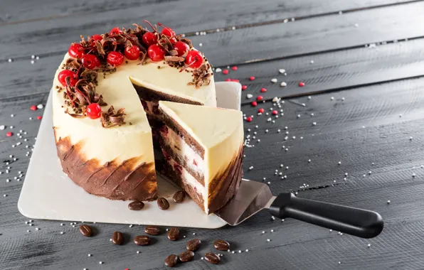 Картинка вишня, торт, десерт, wood, sweet, dessert