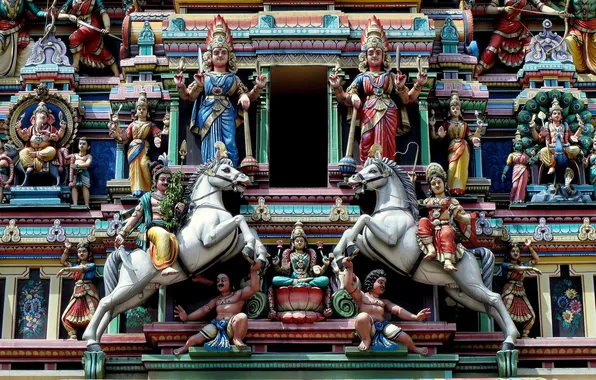 Картинка Малайзия, Kuala Lumpur, Malaysia, Куала-Лумпур, Храм Шри Махамариамман, Sri Mahamariamman Temple