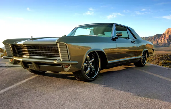 Небо, green, Бьюик, 1965, muscle car, Riviera, Ривьера, Buick