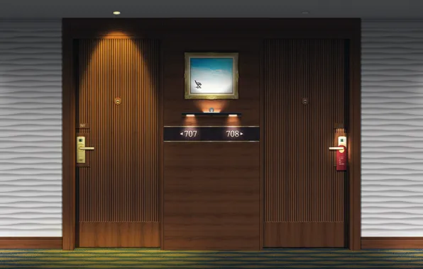 Hotel, hallway, hotel door