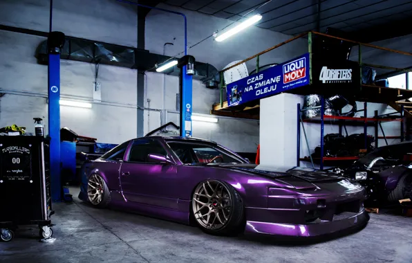 Nissan, Front, Side, Violet, Service, Nissan 200sx