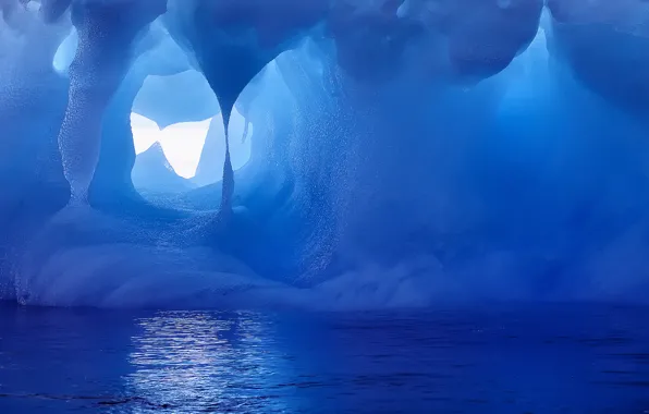Картинка зима, вода, свет, природа, лёд, айсберг, окно, Антарктика