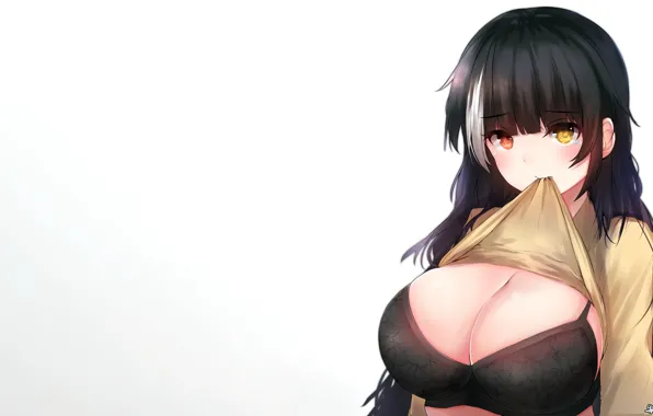 Картинка girl, sexy, lingerie, bra, cleavage, blouse, long hair, boobs