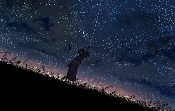 Картинка небо, звезды, ночь, девочка