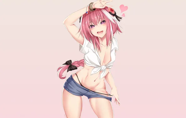 Pink hair, long hair, belly, braids, thighs, open mouth, slim body, looking at viewer