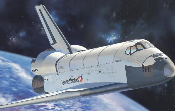 Картинка space, art, painting, aviation, Space Shuttle Orbiter