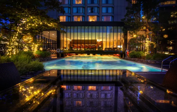 Вода, стол, HDR, вечер, бассейн, the, The, Pool