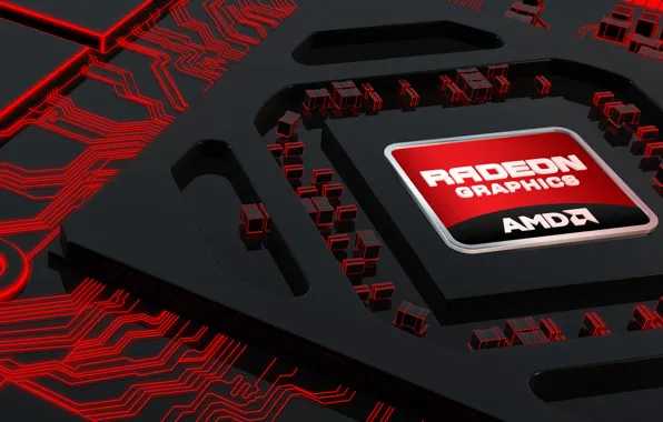 Полосы, неон, red, AMD, брэнд, brand, Radeon