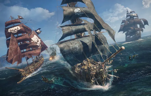Картинка вода, океан, корабли, Череп и кости, E3 2018, Skull & Bones