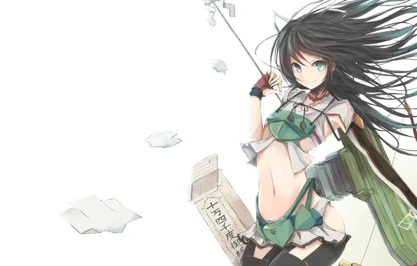 Девушка, улыбка, оружие, аниме, лук, арт, kantai collection, nao