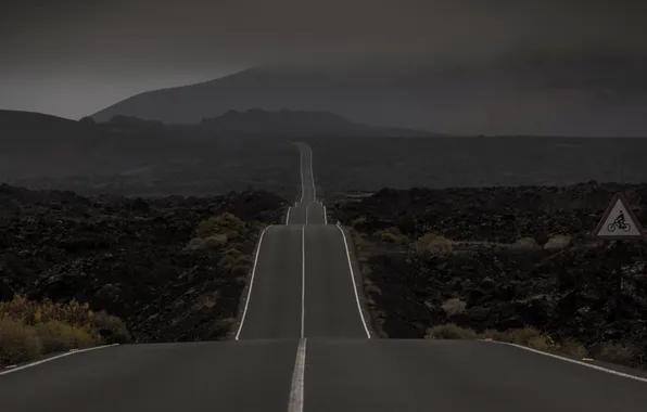 Дорога, пейзаж, ночь