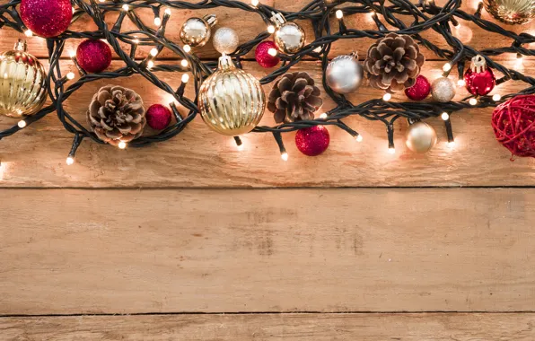 Картинка украшения, Новый Год, Рождество, гирлянда, Christmas, wood, New Year, decoration