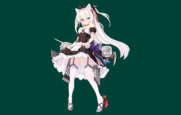 Girl, sexy, thighhighs, long hair, dress, anime, blue eyes, beautiful