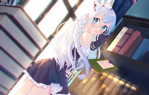 Девушка, Библиотека, Косичка, Azur Lane