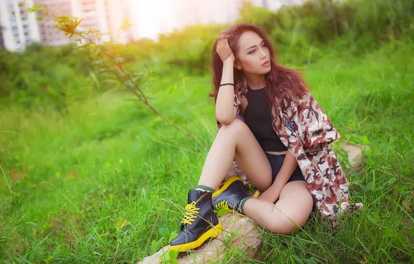 Лето, девушка, азиатка