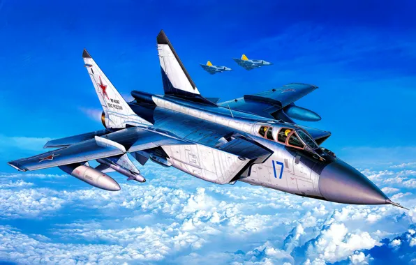 Картинка war, art, painting, jet, Mig-31 Foxhound