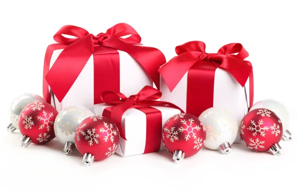 Зима, праздник, шары, рождество, подарки