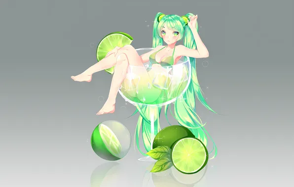 Girl, sexy, cleavage, green eyes, long hair, boobs, anime, beautiful