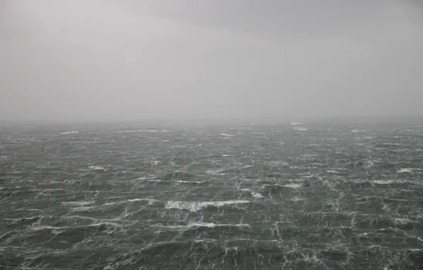 Картинка море, волны, шторм, дождь, море взволнованное, серые облака