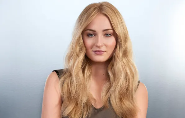 Фон, портрет, макияж, актриса, прическа, блондинка, красотка, Sophie Turner