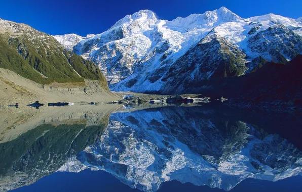 Картинка горы, природа, озеро, отражение, Новая Зеландия