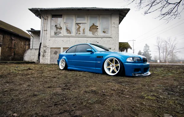 Картинка BMW, wheels, blue, tuning, E46