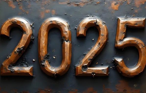 Цифры, Новый год, дата, 2025, ИИ-арт, нейросеть, Новый 2025 год