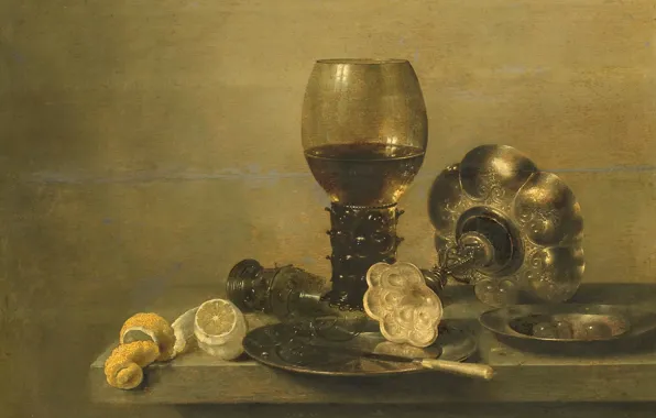 Лимон, масло, картина, Натюрморт, кубок, Виллем Клас Хеда, 1642, Willem Claesz Heda