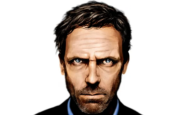 Лицо, Хью Лори, Fox, Доктор Хаус, House M.D, Hugh Laurie, art, Gregory House