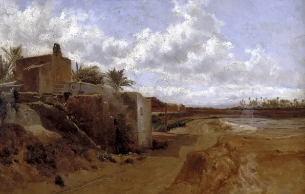 Картинка пейзаж, картина, Карлос де Хаэс, Дом в Эльче