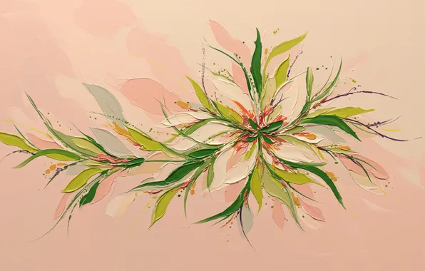 Листья, цветы, абстракция, краски, colors, весна, abstract, арт